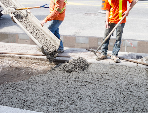 concrete being poured by contractor