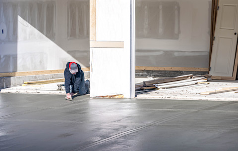 concrete being laid out