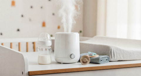 Humidifier working in a nursery room.