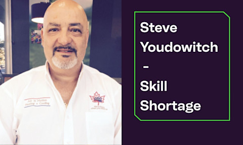 Header for an interview with Steve Youdowitch, who is pictured on the left side in white work clothing.
