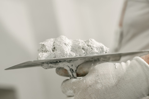 Wall plaster on a plastering trowel