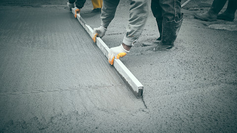 concrete being laid out